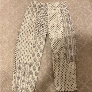 Namsar boho stitch accent pants Patterned Cream and Black Pants L/XL